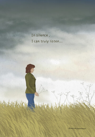 In silence I can truly listen Illustratie Kelly van Koppenhagen